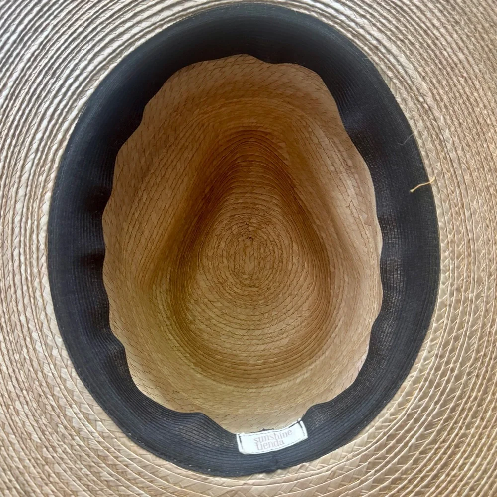 Striped Band Straw Fedora Hat - Natural